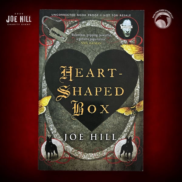 Image of JOE HILL 2025 CHARITY EVENT 70: SIGNED/DOODLED Heart-Shaped Box Advance Reads Edition - UK DAMAGED