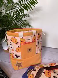 Image 3 of Sac à projets taille M, poche avant : Citrouilles mignonnes