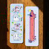 Image 1 of Double-sided bookmarks (Doggos, Kitties & bookworm)