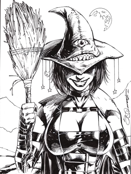 Image of WITCHES HAT ORIGINAL ART BY SHELBY ROBERTSON 9" x 12"