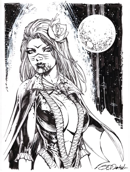 Image of VAMPIRE ROSE ORIGINAL ART BY SHELBY ROBERTSON 9" x 12"