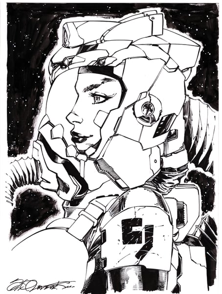 Image of SPACEGRRL ORIGINAL ART BY SHELBY ROBERTSON 9" x 12"
