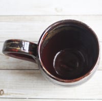 Image 11 of Deep Red and Brown Pottery Mug, 14 Ounce Handcrafted Coffee Cup, Made in USA