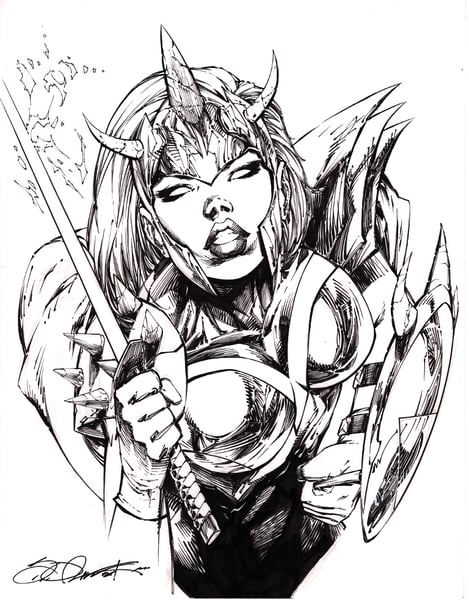 Image of WARRIOR PRINCESS ORIGINAL ART BY SHELBY ROBERTSON 11" x 14"