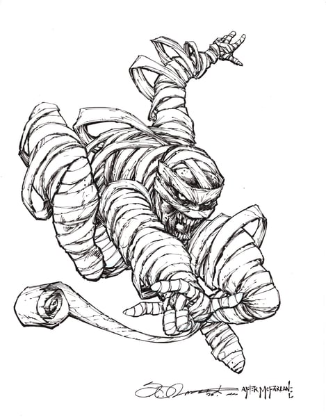 Image of MUMMY 300 ORIGINAL ART BY SHELBY ROBERTSON 11" x 14"