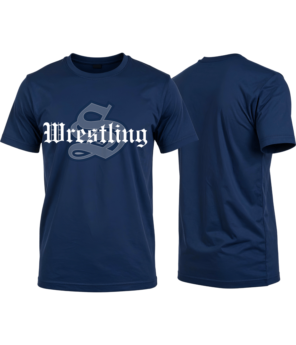 Image of S Wrestling Front Navy Tee