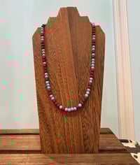 Image 1 of Blue Howlite and Red Glass Bead Necklace  with Sterling Silver Clasp