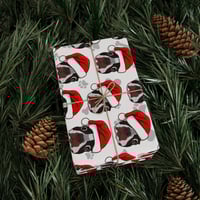 Image 1 of Boston Terrier Wrapping Paper, Santa Holiday Gift Wrap for Christmas, Festive Gift Wrap, Cute Dog...