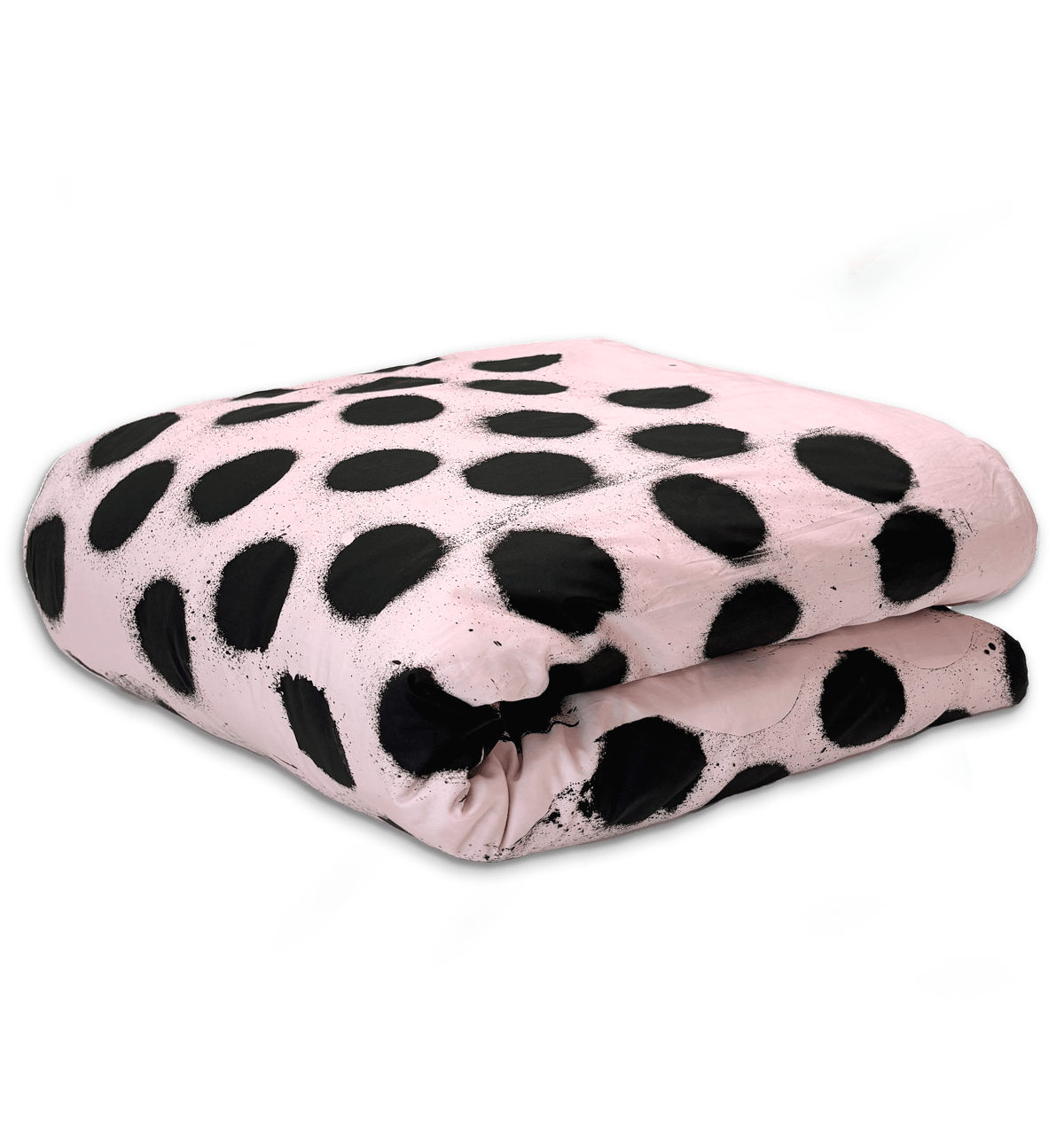 Image of Dusty Rose / Black Polka Duvet Cover