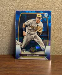Image 1 of 2023 Bowman Chrome Sapphire Edition - [Base] #42 - Brice Turang Rookie Card