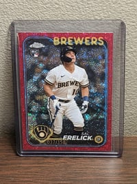 Image 1 of 2024 Topps Chrome - [Base] - Magenta Speckle Refractor #39 - Sal Frelick /350 Rookie Card