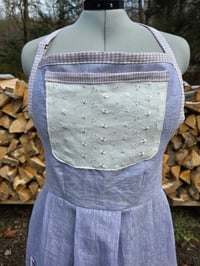 Image 4 of Pure Linen Pinafore Apron in Lavender