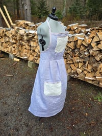 Image 3 of Pure Linen Pinafore Apron in Lavender
