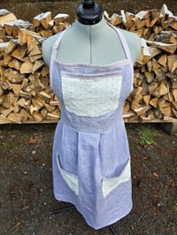 Image 5 of Pure Linen Pinafore Apron in Lavender