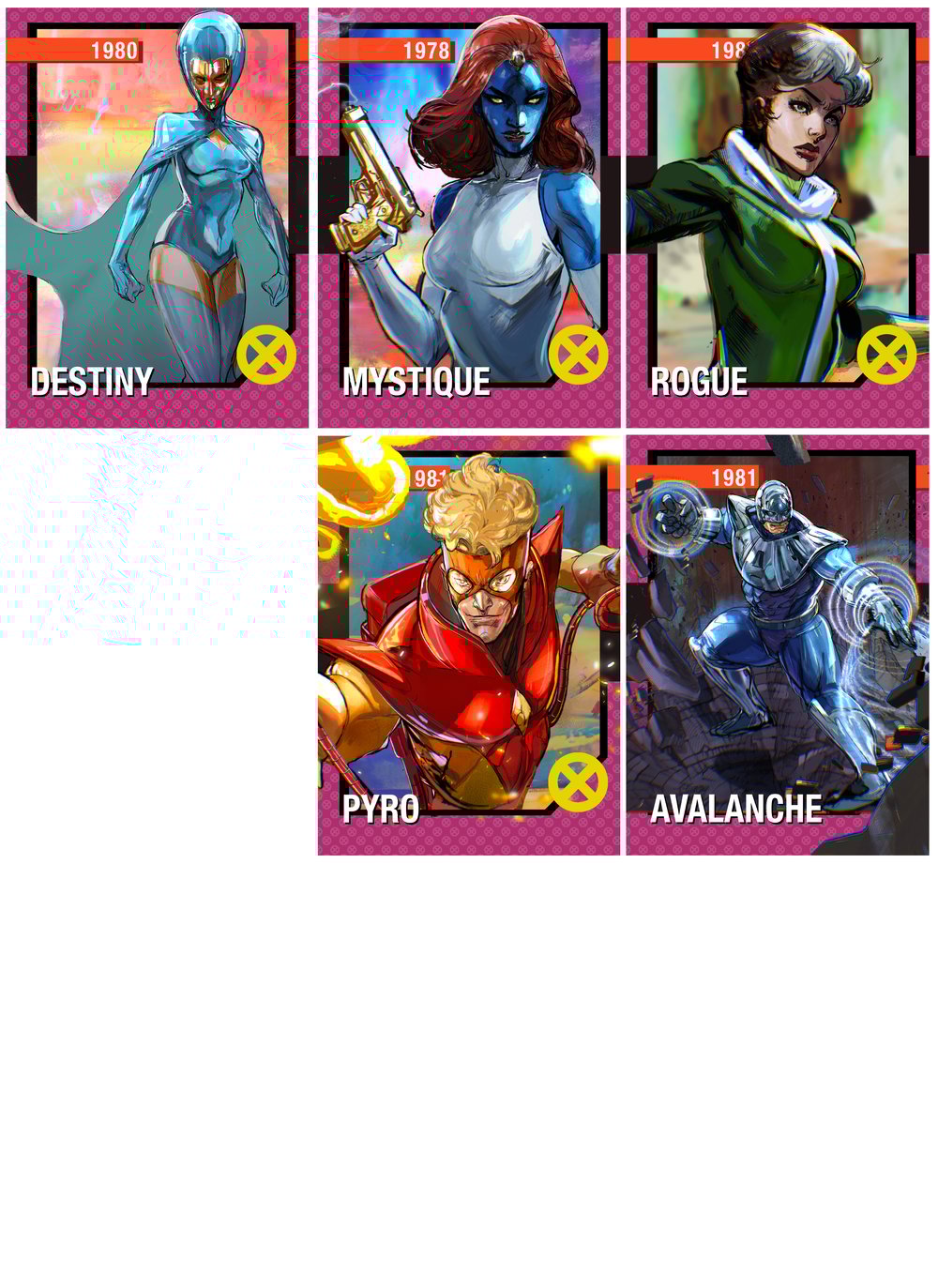 Brother Hood of Evil mutants   2.5"  by 3.5"  print sets. 