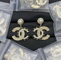 Luxury Gold CC crystal earrings