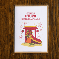 Image 1 of "Ruby Thinks You're Plucky" (4x6 blank greeting card)