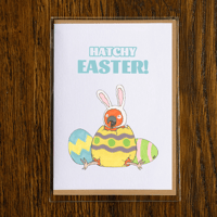 Image 1 of "Ruby Wishing You Hatchy Holidays" (4x6 blank greeting card)