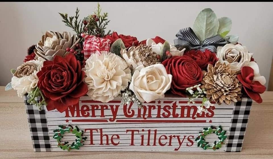 Image of Custom Sola Wood Flower Holiday Centerpiece