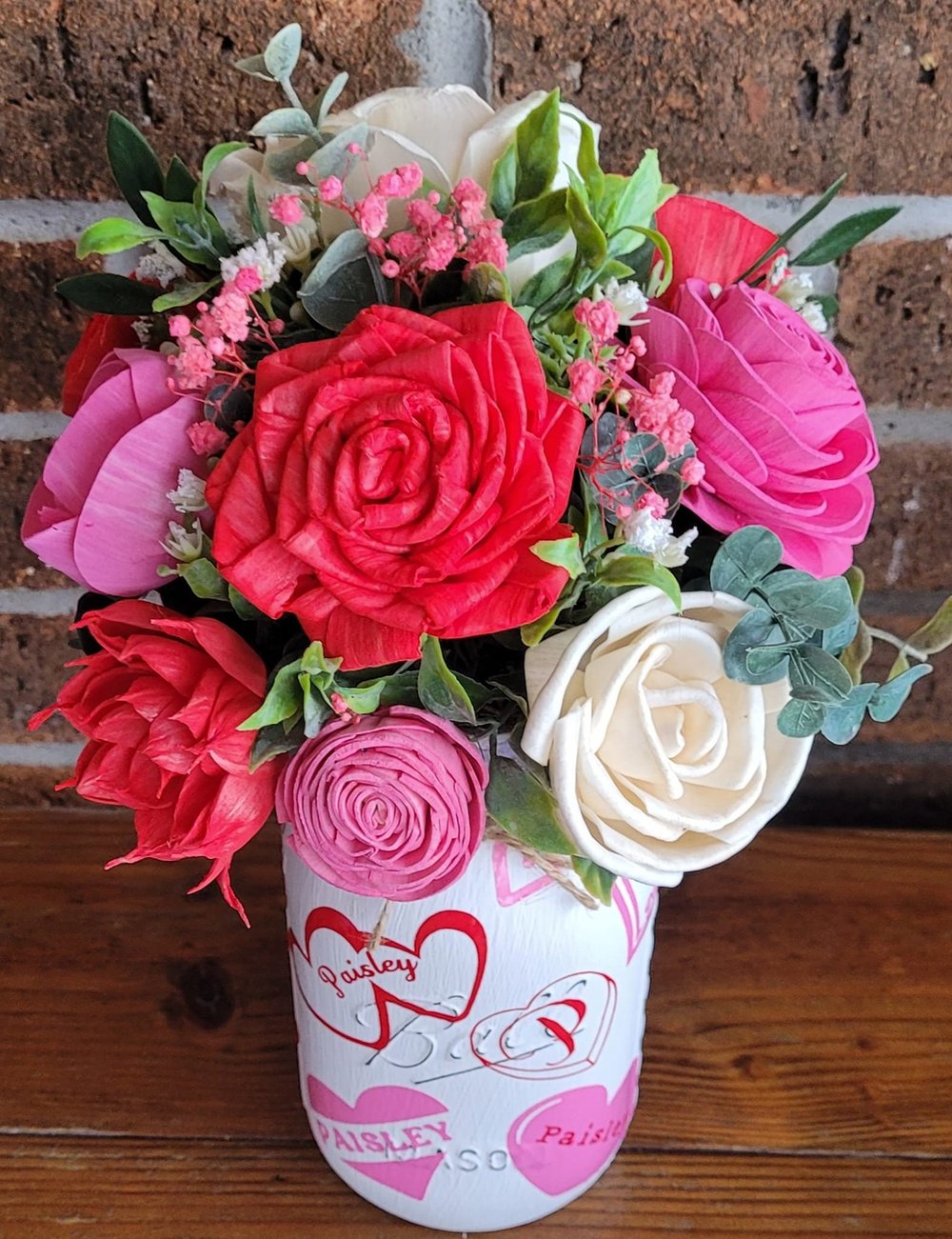 Image of Personalized Valentine's Day Mason Arrangement