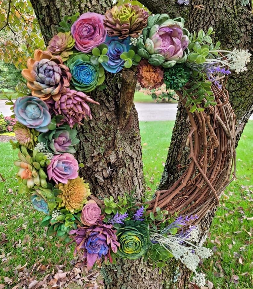 Image of Sola Wood Flower Succulent Wreath