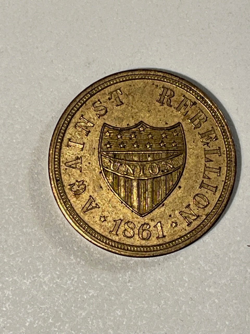 #120-CIVIL WAR SALE: DOG TAG RARE "AGAINST THE REBELLION"