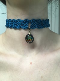 Image 3 of Two-Tone Choker with Glass Pendant