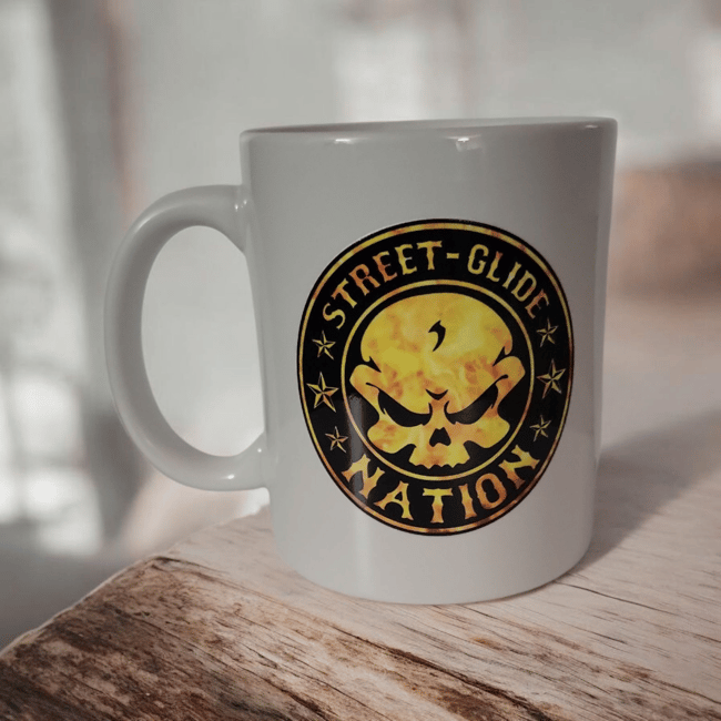 Street Glide Nation Fire Skull Logo Mug
