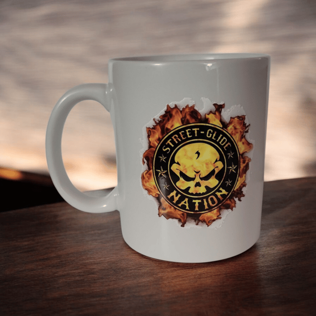 Street Glide Nation Burning Skull Logo Mug
