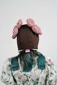 Image 3 of Blooming Blossom: Brown Quilted Flower Hat 