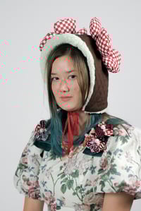 Image 4 of Blooming Blossom: Brown Quilted Flower Hat 