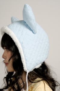 Image 2 of La Modiste Collection: Blue Spring Blossom Quilted Cat Hat