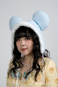 Image 1 of La Modiste Collection: Blue Spring Blossom Quilted Bear Hat