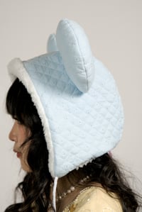 Image 2 of La Modiste Collection: Blue Spring Blossom Quilted Bear Hat