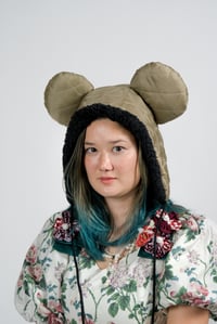 Image 1 of La Modiste Collection: Plaid Quilted  Polyester Bear Hat