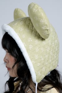 Image 2 of La Modiste Collection: Green Floral Antique Quilt Bear Hat