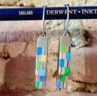 chequered pencil silver hoops