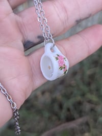 Image 1 of "Steep in Faith" Pink Teacup Necklace
