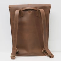 Image 3 of Roll Top Bike Bag 15" smooth vintage brown