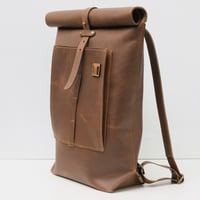 Image 4 of Roll Top Bike Bag 15" smooth vintage brown