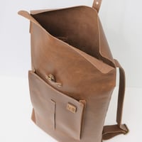 Image 6 of Roll Top Bike Bag 15" smooth vintage brown