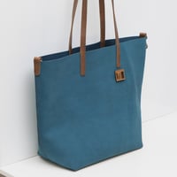 Image 3 of Slouchy Wide Tote in napped oxford blue