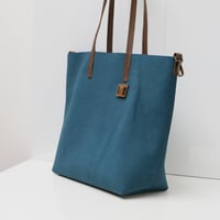 Image 5 of Slouchy Wide Tote in napped oxford blue