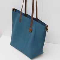 Image 6 of Slouchy Wide Tote in napped oxford blue
