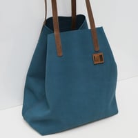Image 2 of Slouchy Wide Tote in napped oxford blue