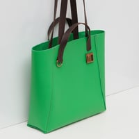 Image 2 of Two-handled Tote in pebbled happy green