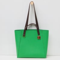 Image 1 of Two-handled Tote in pebbled happy green