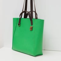 Image 4 of Two-handled Tote in pebbled happy green