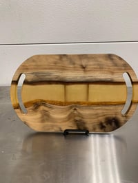 Image 1 of Coastal Oak and Resin River Tray-Fire Ravaged Oak Reborn into Functional Art