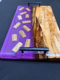 Image 1 of Wine Cork Charcuterie Board: Ambrosia Maple Epoxy River Serving Tray